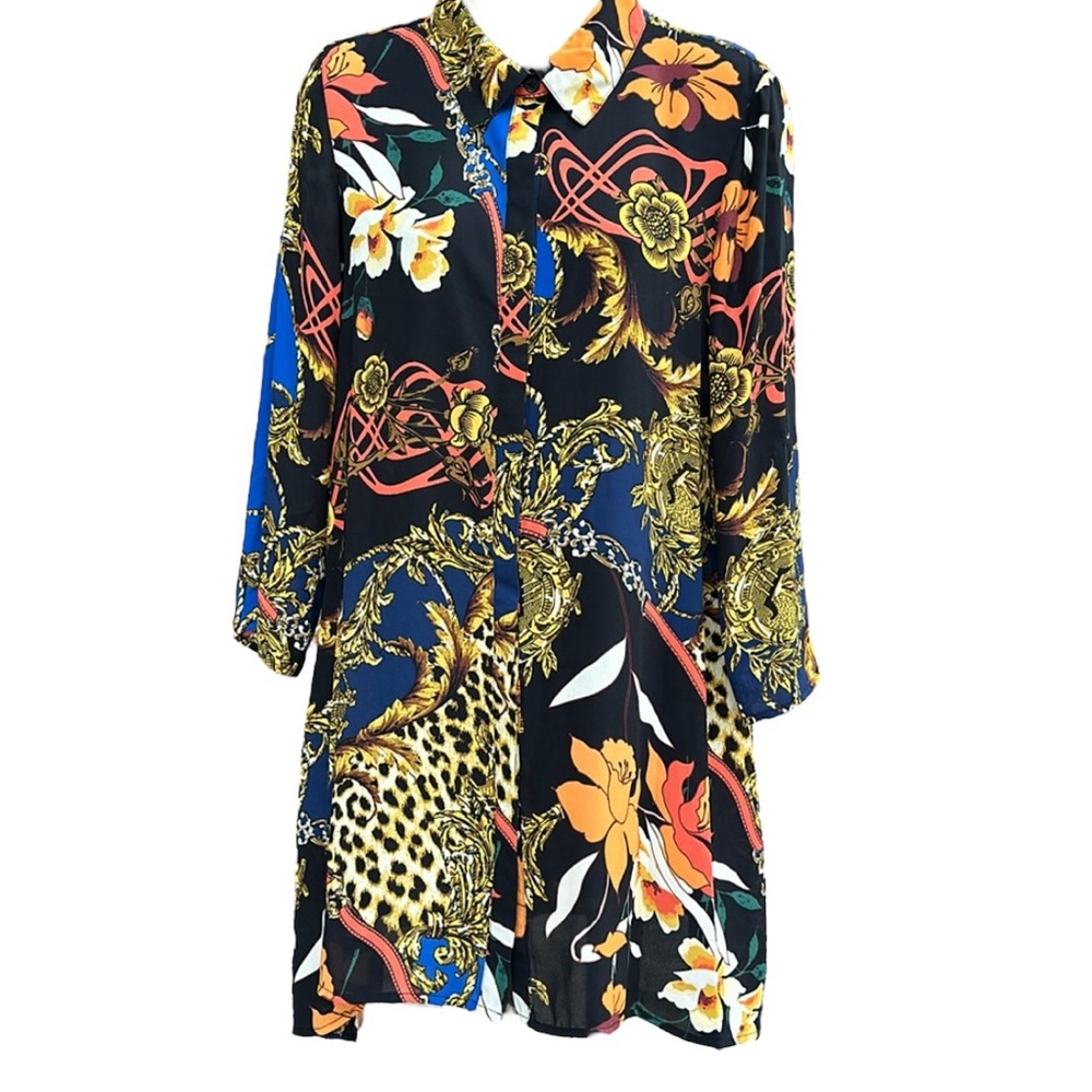 MELISSA PAIGE brightly colored button up tunic, S/P